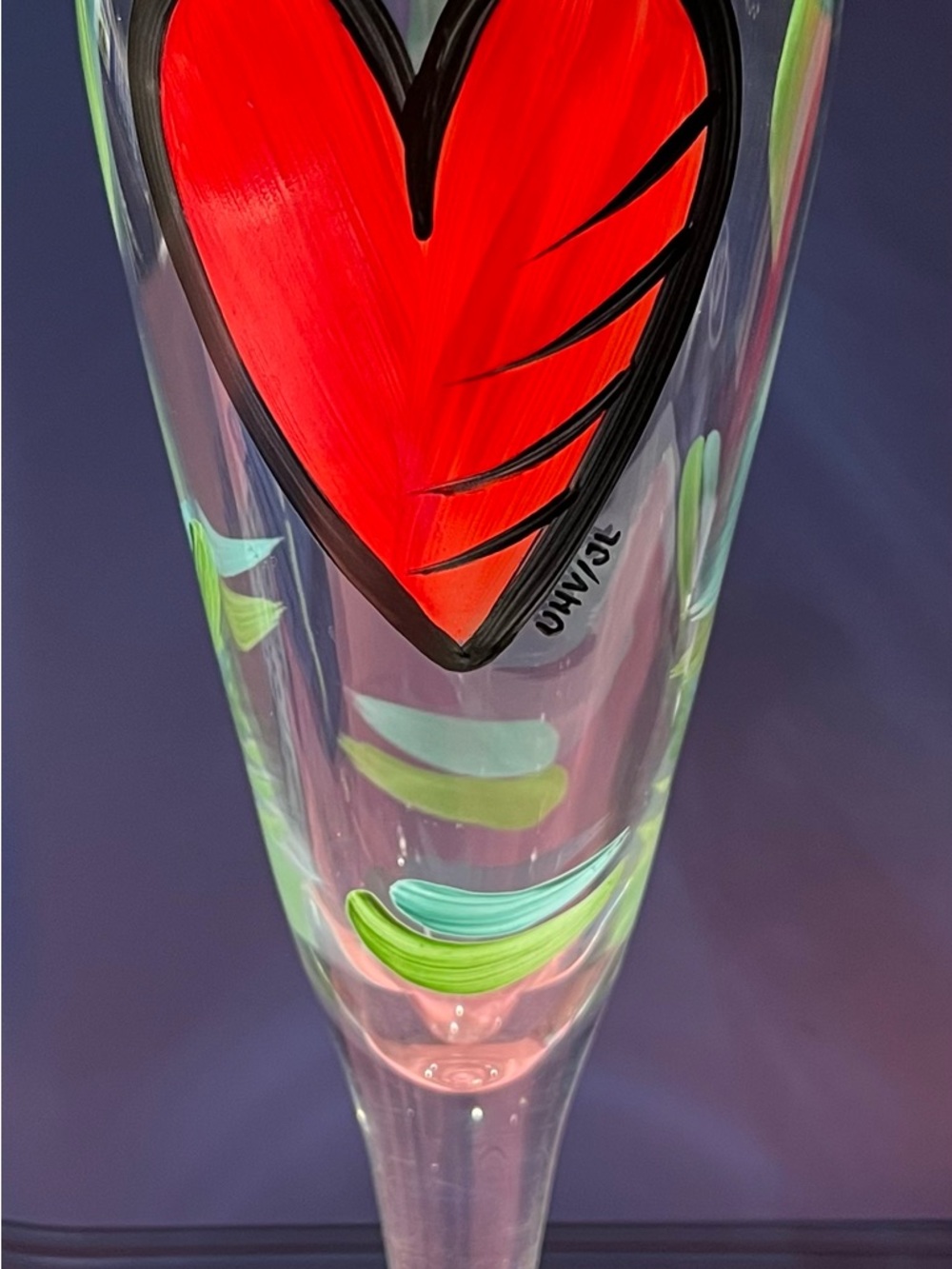 Kosta Boda Red Heart Glass Champagne Flute Ulrica Hydman-Vallien